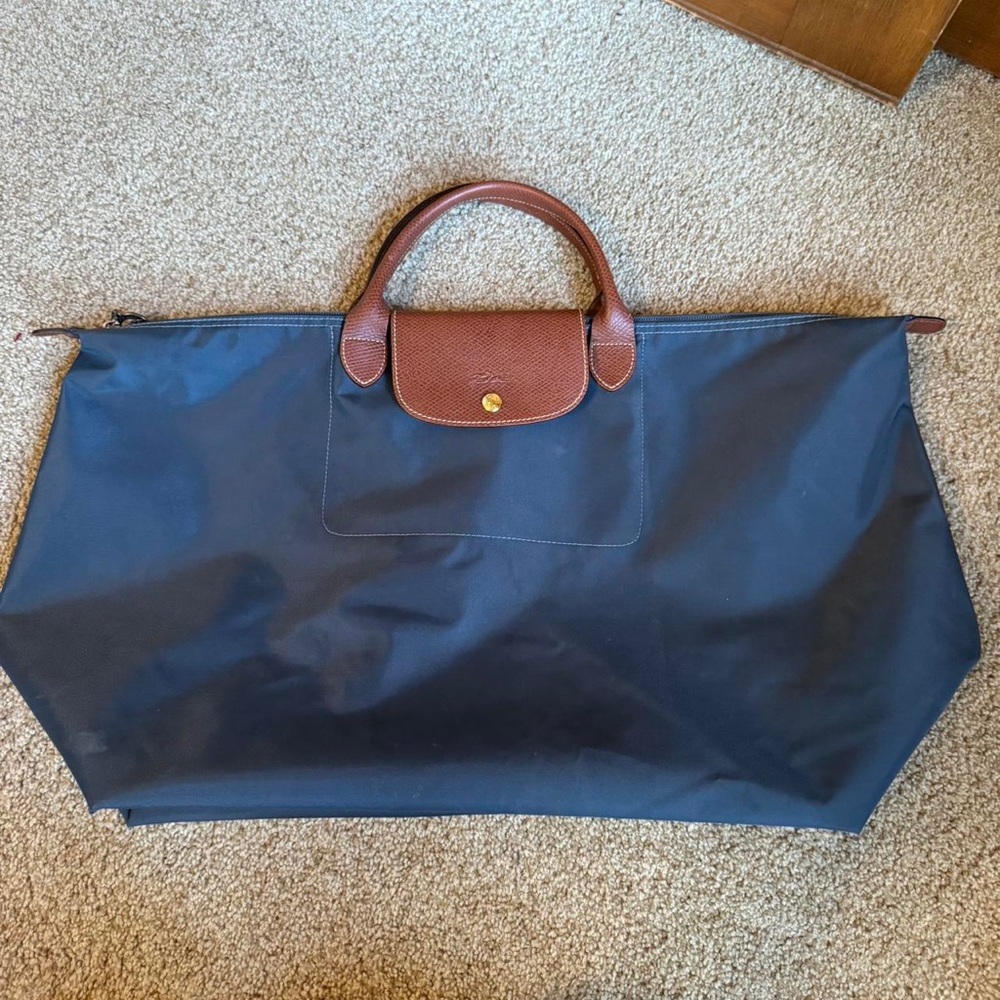 Longchamp Navy and Tan Travel Bag